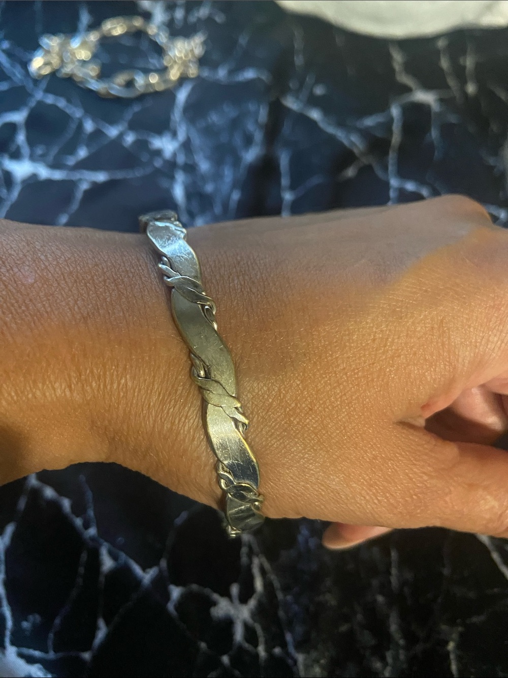 Sterling Silver 925 stamped Mexico Twisted Link Bracelet - Silver